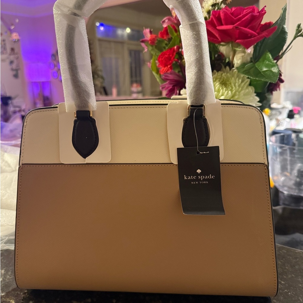 Kate Spade Beige and White Satchel